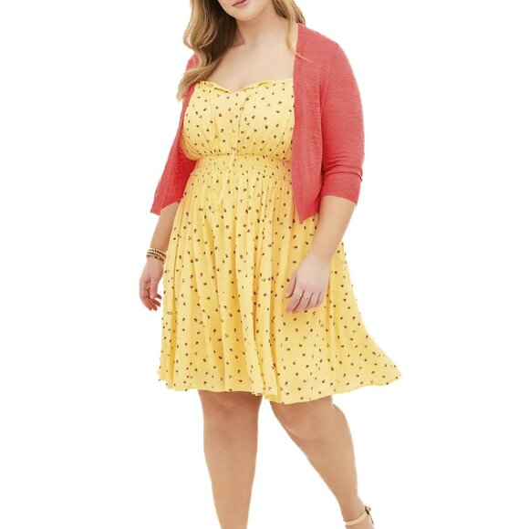 torrid Dresses & Skirts - torrid Mini Gauze Smocked Waist Dress Strawberries Yellow Dress Size 3 - NWOT